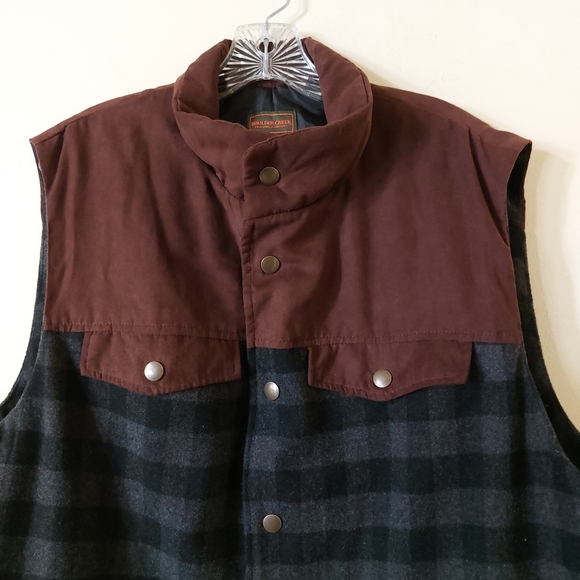 Boulder Creek Men's Big & Tall by King Size Plaid Multi-Pocket Wool Winter Vest - Picture 3 of 14